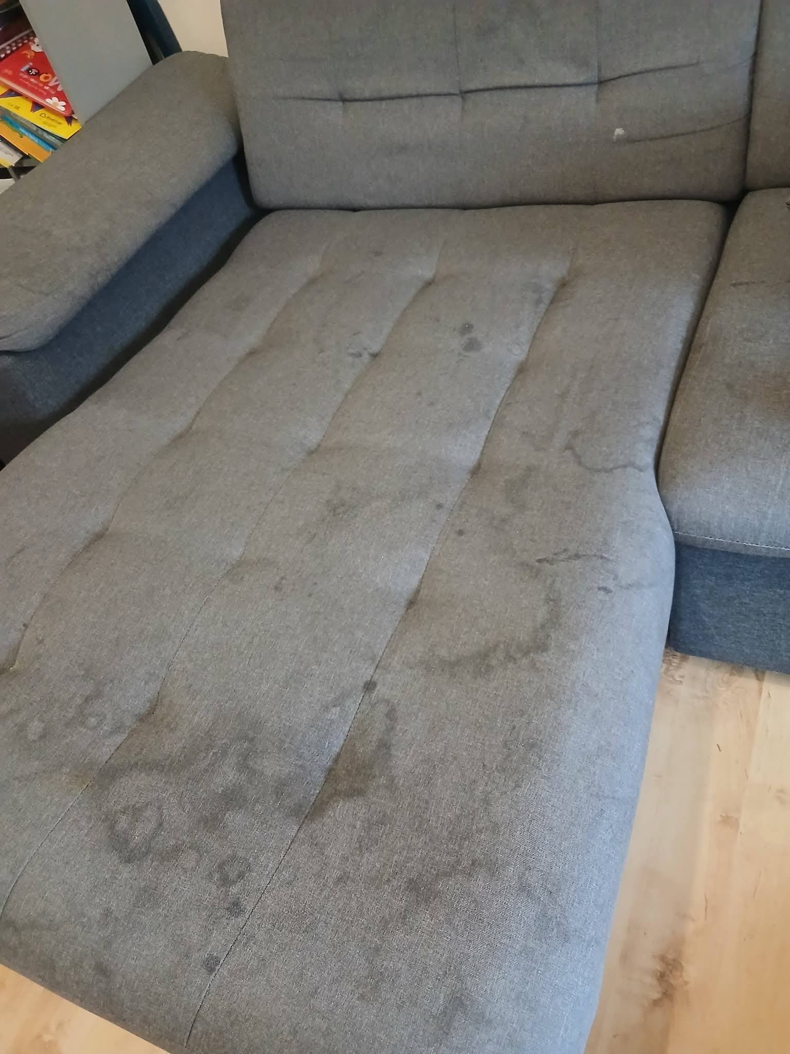 Sofa before a routine clean in a Plymouth home